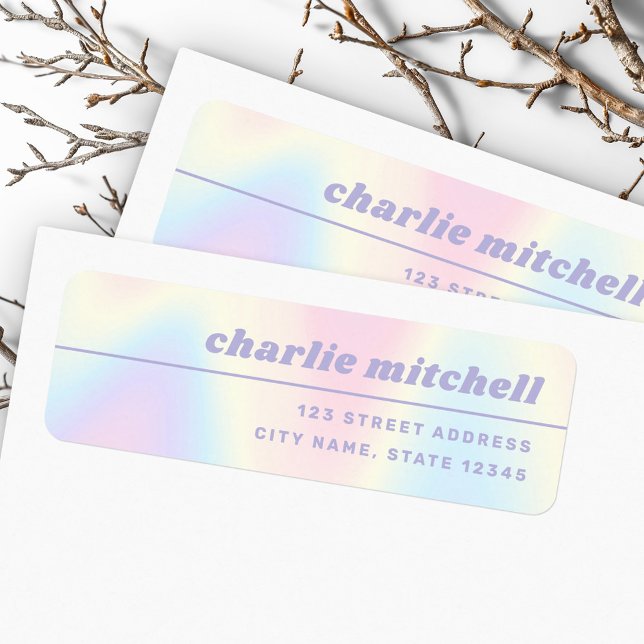 Soft pastel rainbow retro font trendy return (Soft pastel rainbow retro font trendy return label)