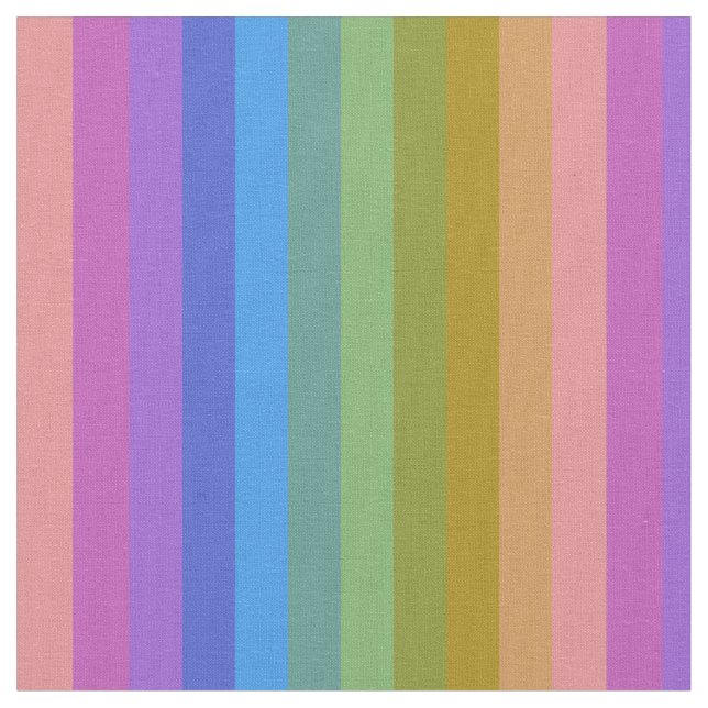 Soft Pastel Rainbow Vertical Stripes Fabric (Close Up)