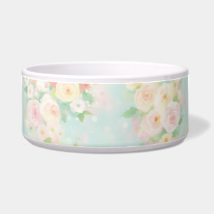 Soft Pastel Rose Pattern on Aqua Background