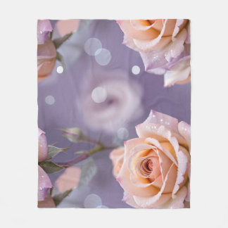 Soft Pastel Roses In Shades Of Peach And Pale Pink Fleece Blanket