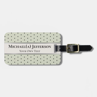 Soft Pastel Sage Green and Black Polka Dot Elegant Luggage Tag