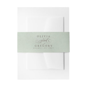 Soft Pastel Sage Green Texture Elegant Modern Invitation Belly Band