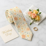 Soft Pastel Spring Blossom  Tie<br><div class="desc">Add a touch of timeless charm with this refined cream silk necktie covered in delicate peach, coral, and mint daisy-style flowers inspired by classic Liberty of London prints. Perfect for spring weddings, garden parties, Easter events, or bringing gentle warmth to light gray, beige, or navy suits. The soft pastel palette...</div>