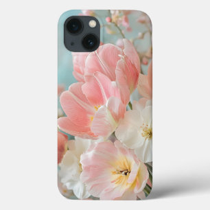Soft Pastel Spring Flowers Design Delicate Florals iPhone 13 Case