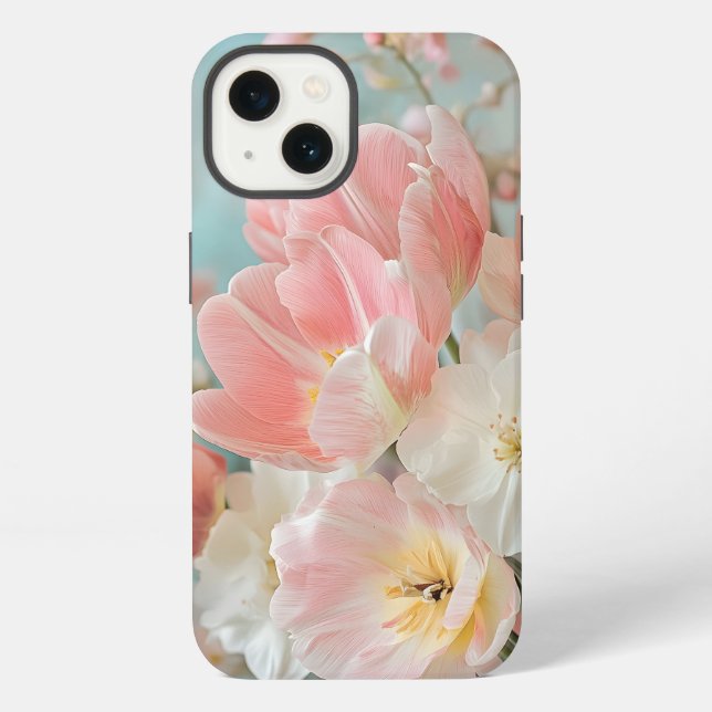 Soft Pastel Spring Flowers Design Delicate Florals iPhone Case (Back)