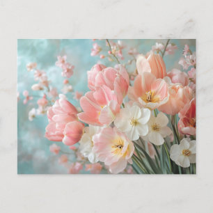 Soft Pastel Spring Flowers Design Delicate Florals Postcard