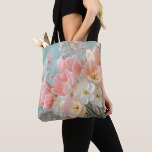 Soft Pastel Spring Flowers Design Delicate Florals Tote Bag