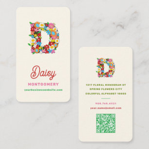Soft Pastel Spring Flowers Monogram Letter Name D Business Card