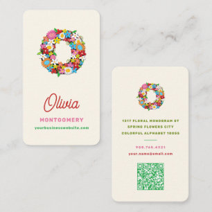 Soft Pastel Spring Flowers Monogram Letter Name O Business Card