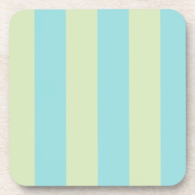 Soft Pastel Striped Pattern – Lime Cream & Limpet  Coaster (Front)