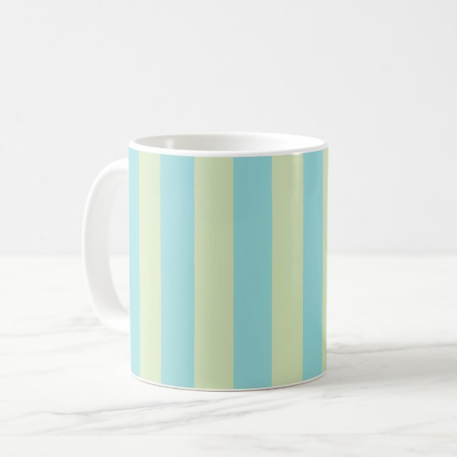 Soft Pastel Striped Pattern – Lime Cream & Limpet  Coffee Mug (Front Left)