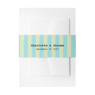 Soft Pastel Striped Pattern – Lime Cream & Limpet Invitation Belly Band