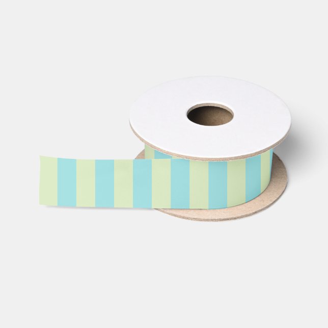 Soft Pastel Striped Pattern – Lime Cream & Limpet  Satin Ribbon (Spool)