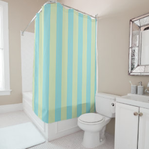 Soft Pastel Striped Pattern – Lime Cream & Limpet  Shower Curtain