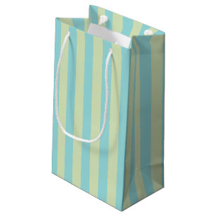 Soft Pastel Striped Pattern – Lime Cream & Limpet Small Gift Bag