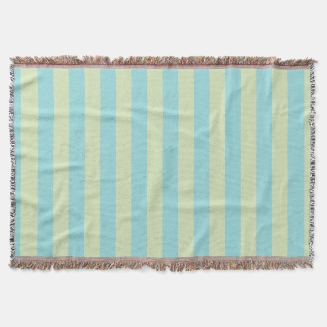 Soft Pastel Striped Pattern – Lime Cream & Limpet  Throw Blanket (Front)