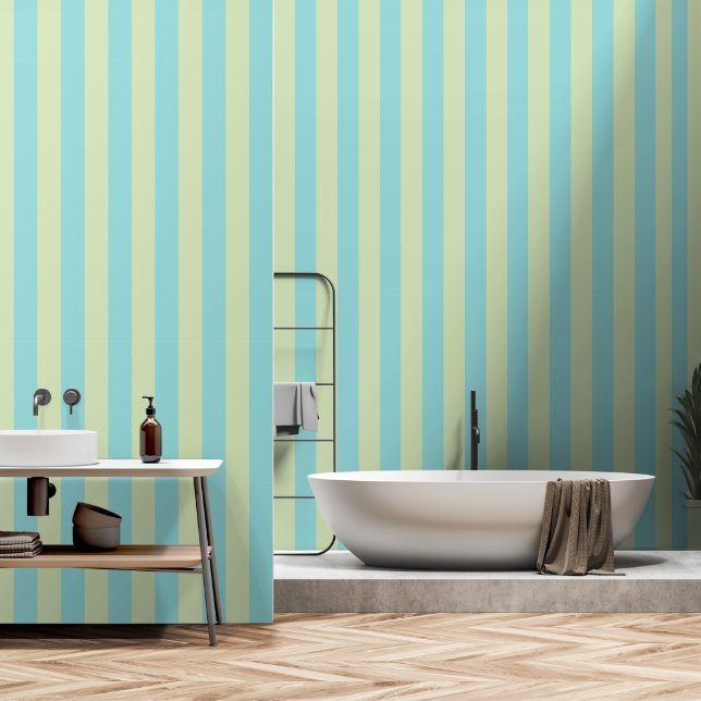 Soft Pastel Striped Pattern – Lime Cream & Limpet  Wallpaper (Bathroom)