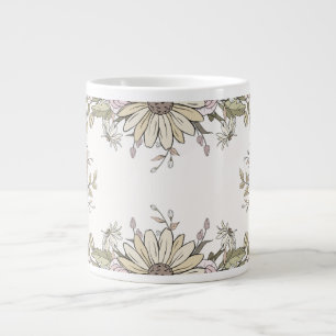 Soft Pastel Sunflower & Wildflower Art Coffee Cup