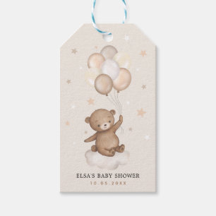 Soft Pastel Teddy Bear & Balloons Baby Birthday Gift Tags