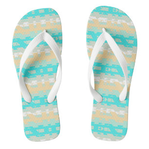 Soft Pastel Turquoise Beige Modern Heaven Pattern Jandals