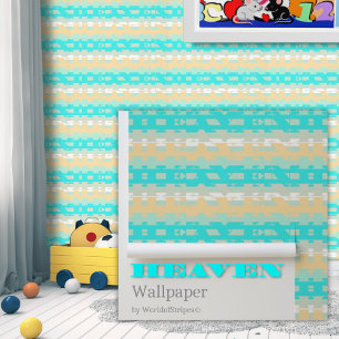 Soft Pastel Turquoise Beige Modern Heaven Pattern Wallpaper