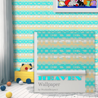 Soft Pastel Turquoise Beige Modern Heaven Pattern Wallpaper