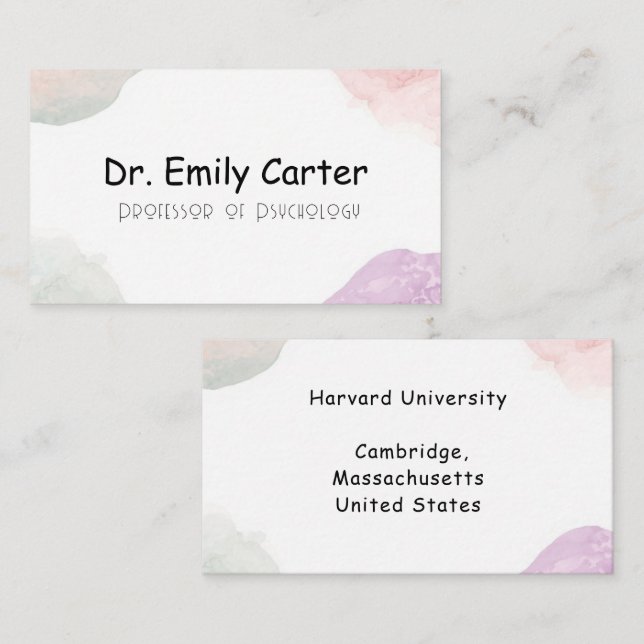 Soft Pastel University Lecturer Elegant Academic  Business Card (Front/Back)