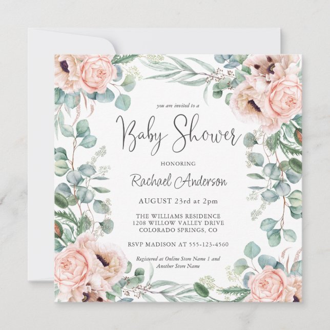 Soft Pastel Watercolor Baby Shower Invitation (Front)