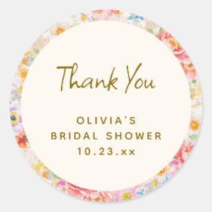 Soft Pastel Watercolor Floral Bridal Shower Classic Round Sticker