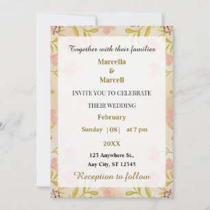 Soft Pastel Watercolor Floral Frame Invitation