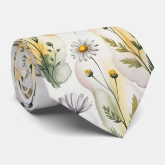 Soft Pastel Watercolor Floral  Tie