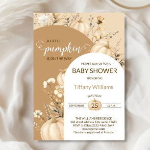 Soft Pastel Watercolor Pumpkin fall wild flowers Invitation
