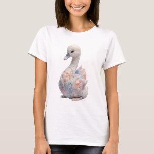 Soft Pastel Watercolor Swan Illustration Women T-Shirt
