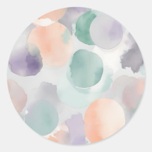 Soft Pastel Watercolor Washes Classic Round Sticker