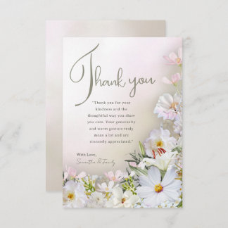 Soft Pastel White Floral Thank You Card