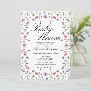 Soft Pastel Wildflower Boho Baby Shower Invitation