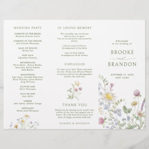 Soft Pastel Wildflower Botanical Wedding Program
