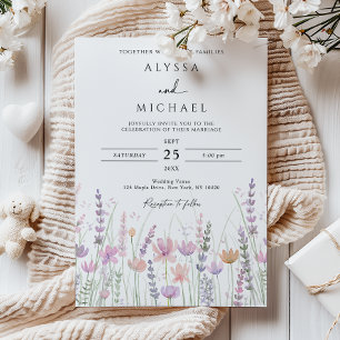 Soft Pastel Wildflower Floral Wedding Invitation