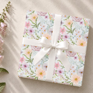 Soft Pastel Wildflower Garden Watercolor Wrapping Paper