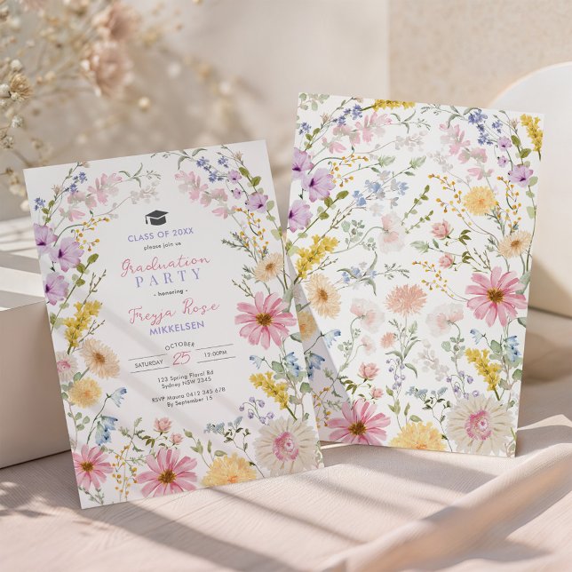 Soft Pastel Wildflower Meadow Graduation Invitation (Creator Uploaded)