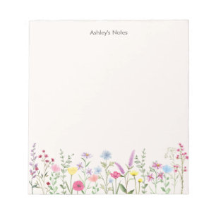 Soft Pastel Wildflower Personalised Notepad