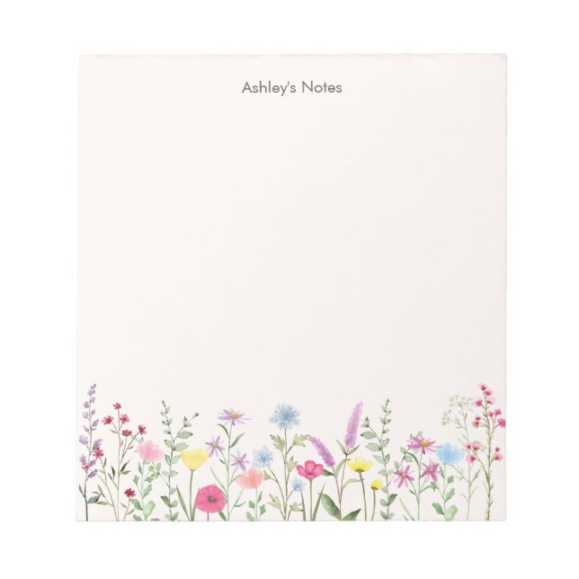 Soft Pastel Wildflower Personalised Notepad (Front)