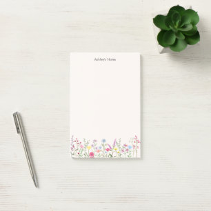 Soft Pastel Wildflower Personalised Post-it Notes