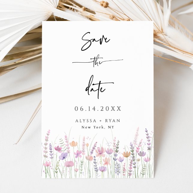 Soft Pastel Wildflower Wedding Save the Date Card (Creator Uploaded)