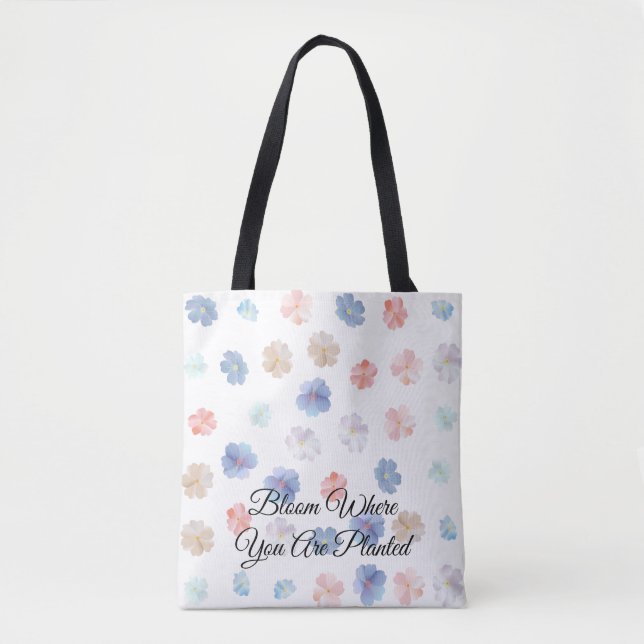 Soft Pastel Wildflowers Pattern Tote Bag (Front)