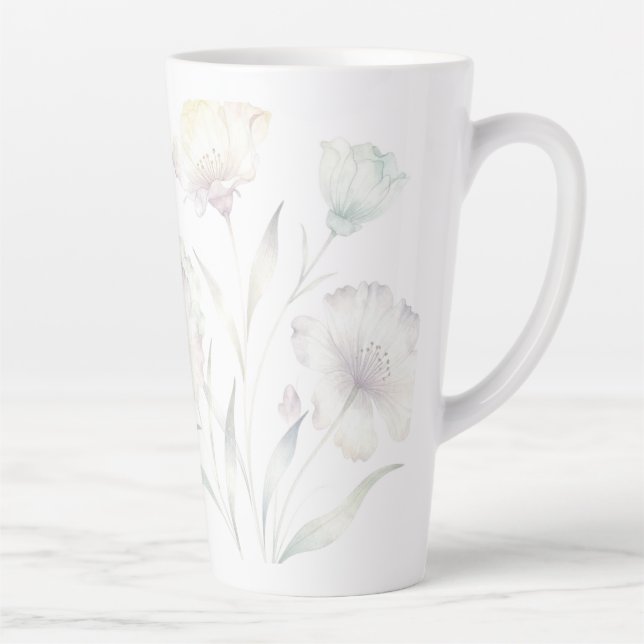 Soft Pastel Wildflowers Watercolor Grace Latte Mug (Right)