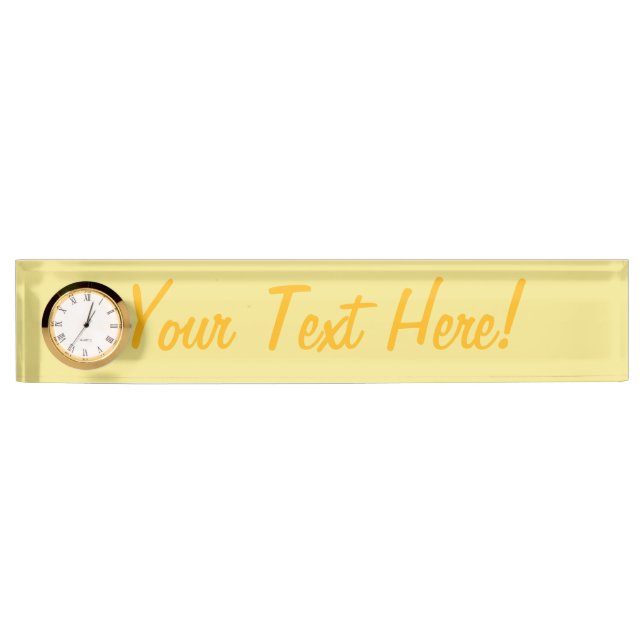 Soft pastel yellow decor ready to customise nameplate (Front)