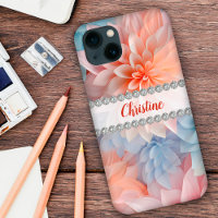 Soft pastels 3D dahlias, diamond frame custom