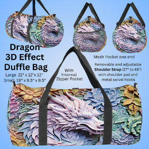 Soft Pastels 3D Effect Dragon Duffle Bag
