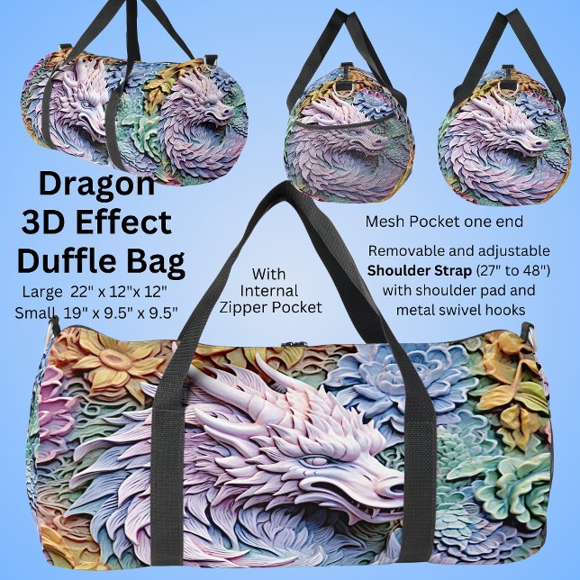 Soft Pastels 3D Effect Dragon Duffle Bag (Creator Uploaded)
